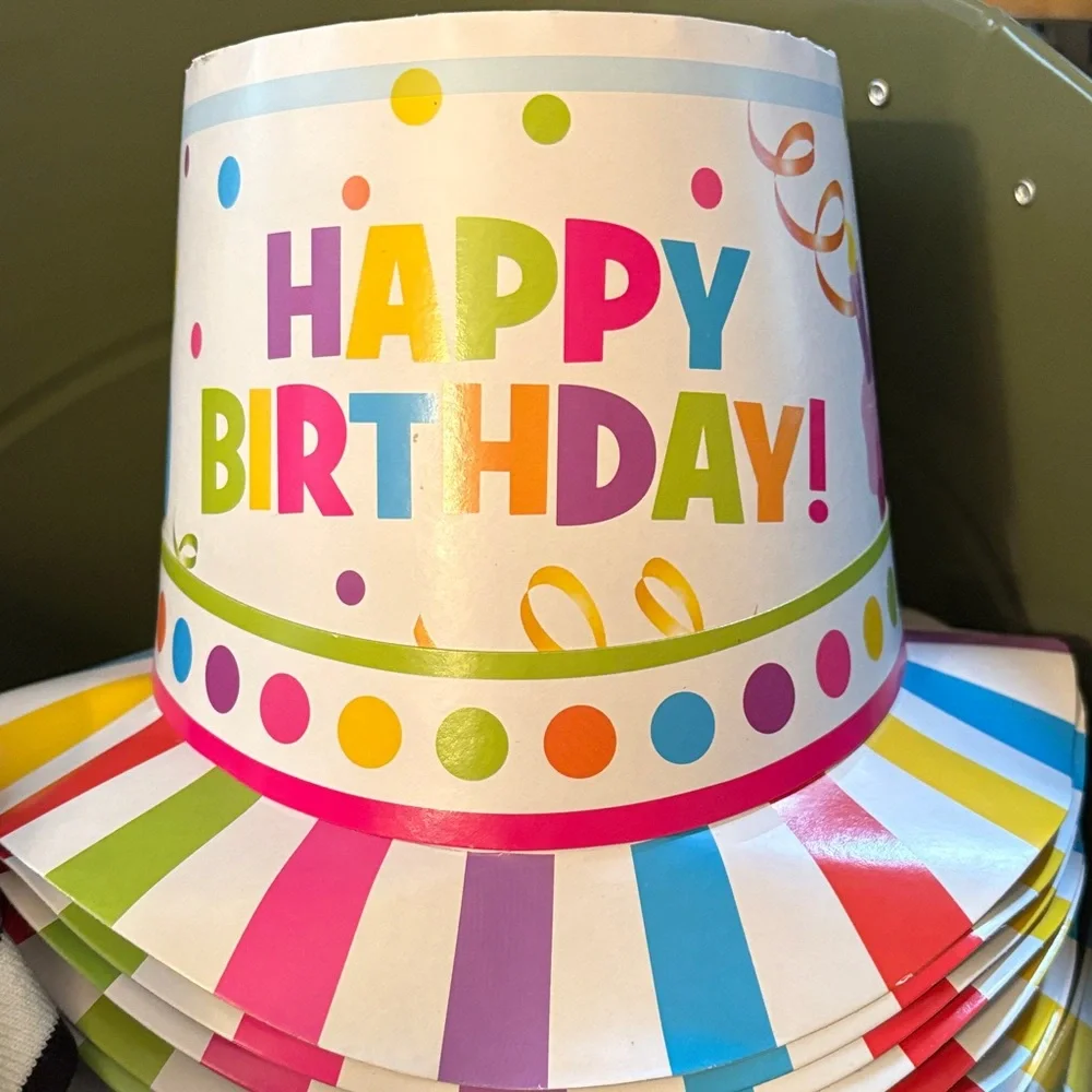 Colorful Happy Birthday Party Hat 6ct